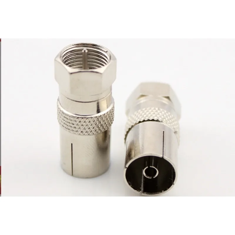 2pcs Thread Inch F Male To TV Female Nickel-plated Cable TV Set-top Box RF F Revolution Antenna Female Adapter