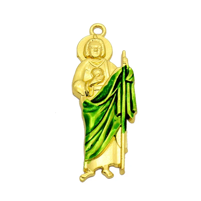 Vintage Catholic San Judas Tadeo Charm Jewelry Gold Silver Plated Religious Saint Jude Keychain Necklace Pendant for Women Men