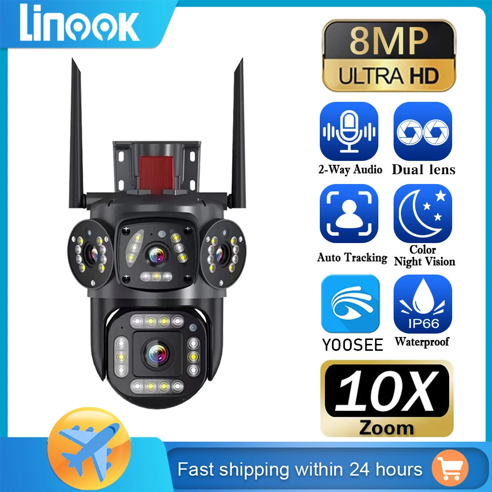 linook yoosee camera de seguranca sem fio wifi cctv ao ar livre a prova dagua lente dupla 4k hd 360 ip 01