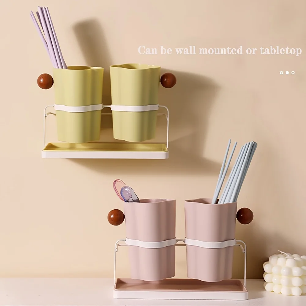 Versatile Wall-Mounted Kitchen Organizer - Chopstick Holder, Utensil Caddy & Bathroom Toiletries  Box Magnetic cup holder