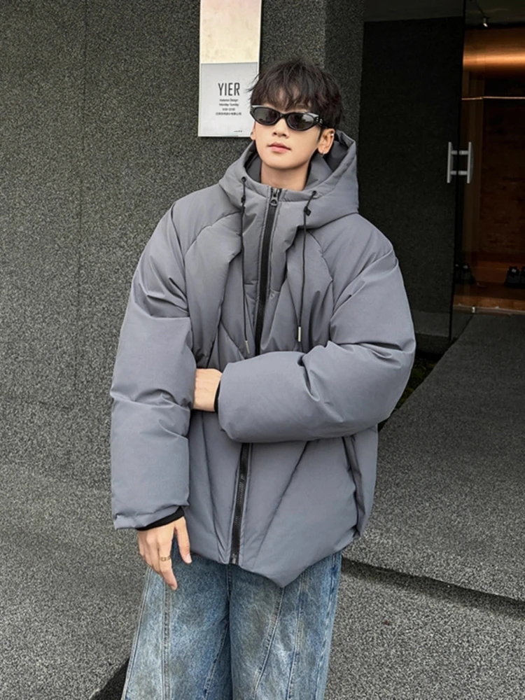 شخصية مقنعين سترة منفوخة الرجال الشتاء سميكة أسفل القطن سترات الشارع نمط مبطن معطف دافئ فائدة ملابس خارجية