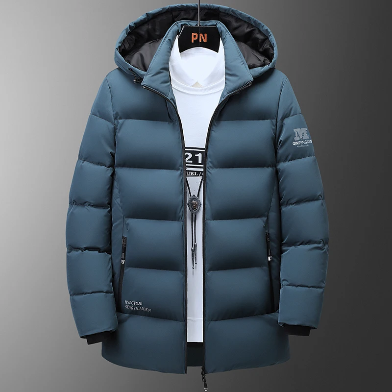 Parka com capuz médio masculino, casaco quente, casaco de negócios, casaco de lazer, adolescente, inverno, novo, 813