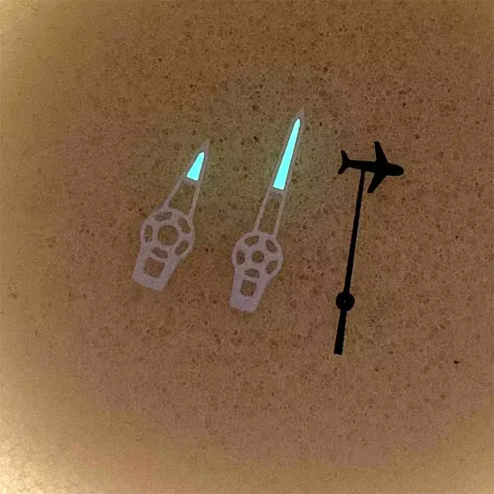 نمط جديد NH35 الأيدي الإبداعية شكل طائرة ساعة الأيدي المؤشرات الخضراء مضيئة ل NH35 NH36 ساعة يد تعمل بالحركة اكسسوارات DIY بها بنفسك