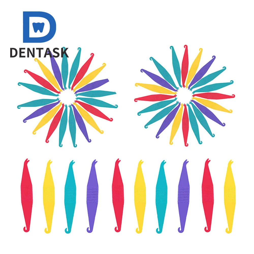 50 Pcs Mixed Color Dental Orthodontic Disposable Elastic Placing Hook Elastomeric Ligature Tie Placer Tooth Care Tools