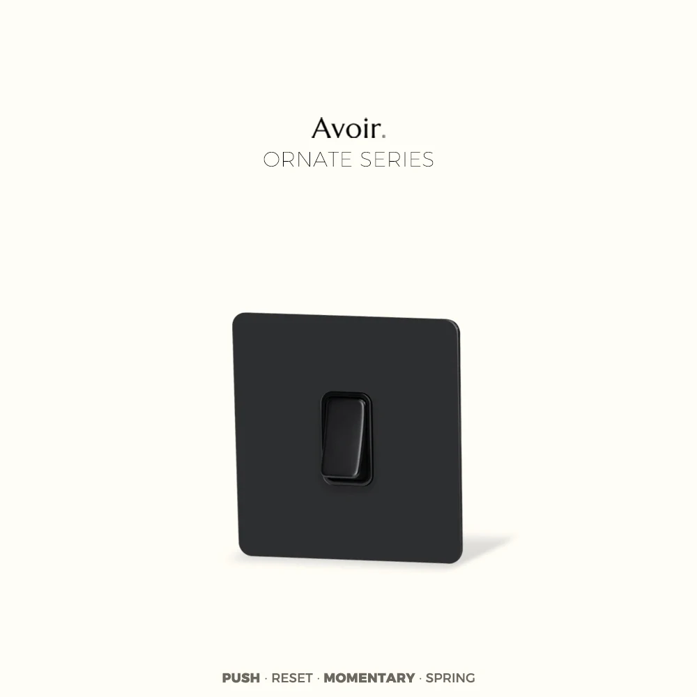 

Avoir Black Stainless Steel Panel Push Button Momentary Switch For Living Room UK FR Wall Outlet With Usb Retro Spring Switch
