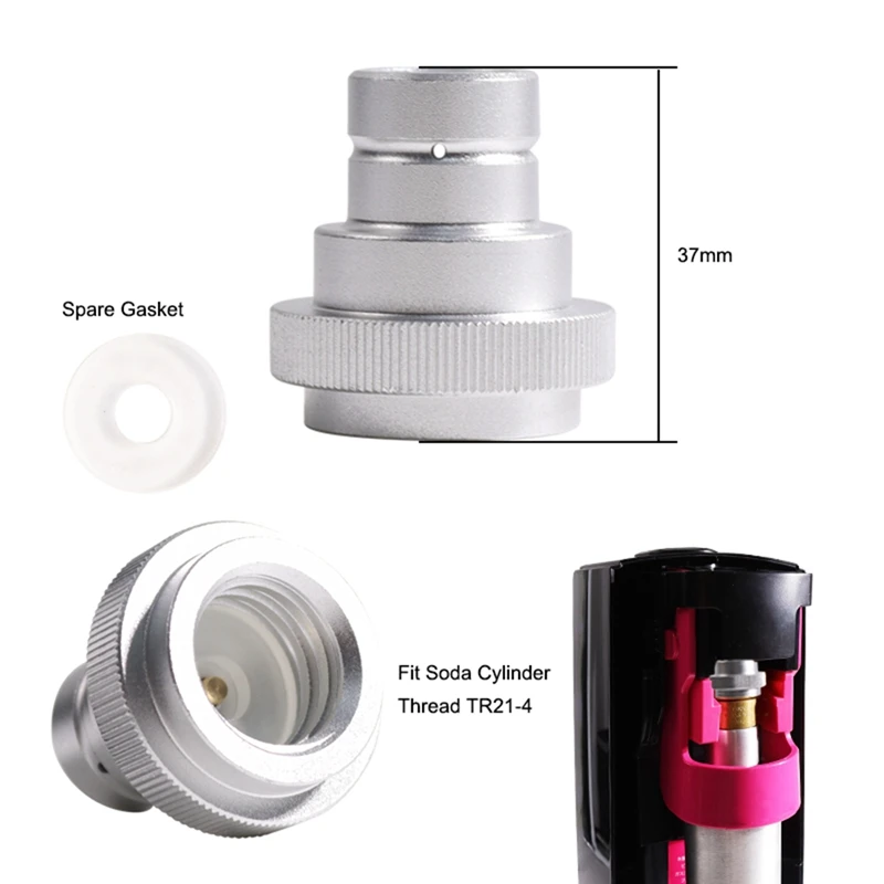 AD-Quick Adapter For CO2 Soda Water Sparkler DUO, Tank Canister Conversion For Soda Stream Soda Machine Silver