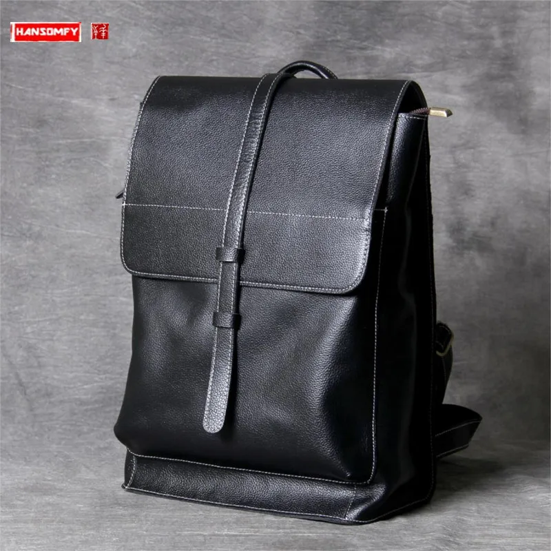 

Simple Suede Leather Men's Backpack Retro Large Capacity Travel Backpacks Computer Bag Retro Schoolbag 2024 New