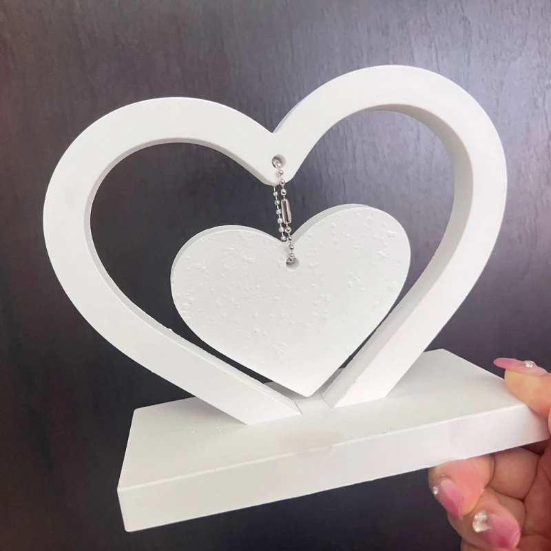 652F Large Photo Frame Resin Molds Heart Shape Silicone Mold for Epoxy Resin DIY Picture Frames Display Casting Art Crafts