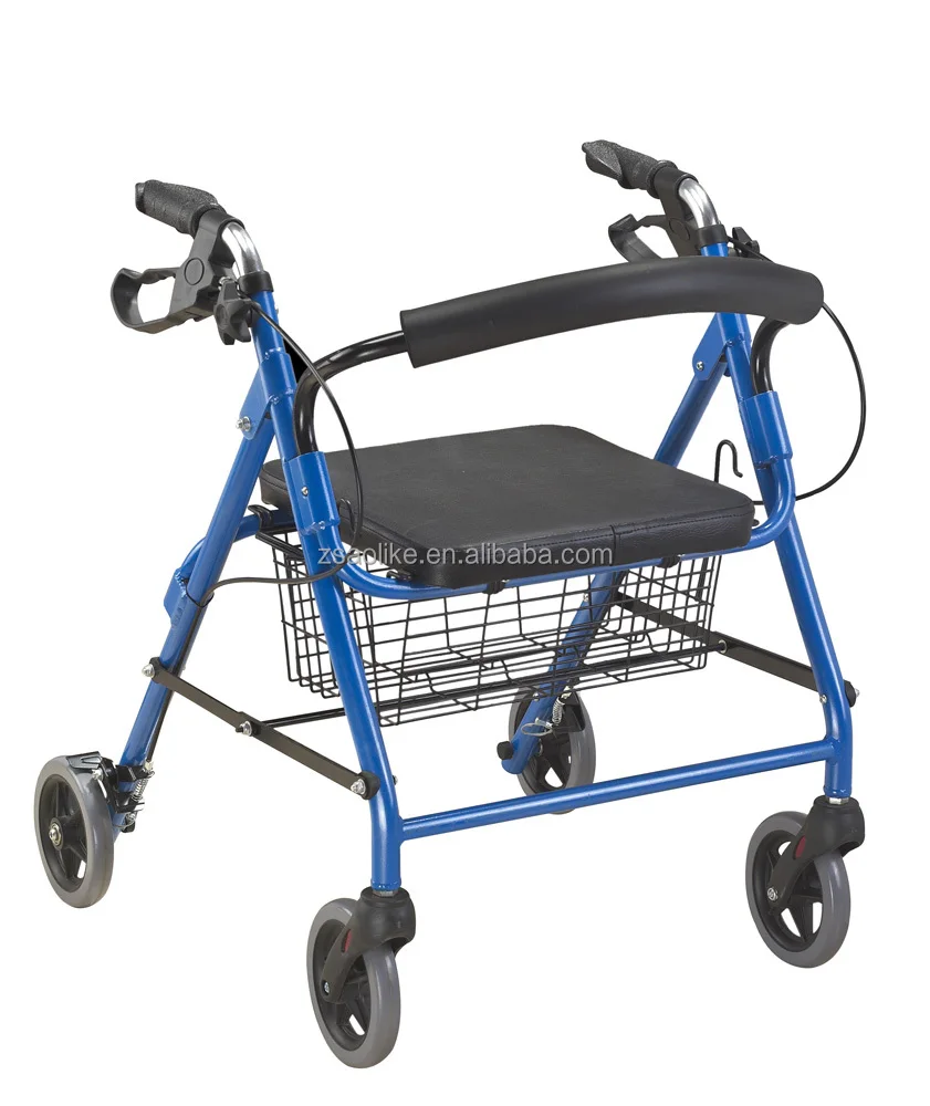 

Hot Sale Steel Walker Rollator Four Wheels With Shopping Bag For Disable And Elderly