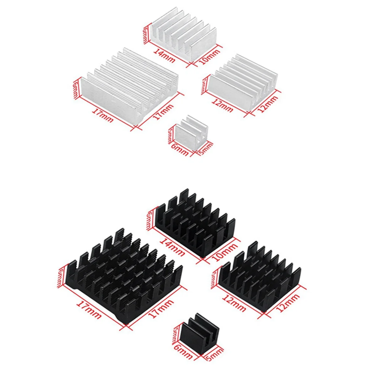 AT87-For Raspberry Pi 5 Heatsink CPU Fitting Design with Adhesive Backing Chip Thermal Conductivity Cooling Heat Sink Set,B