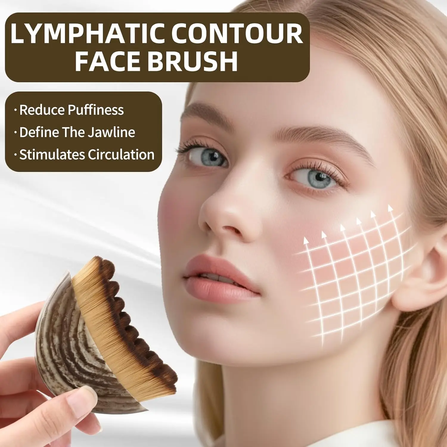 Lymphatic Contour Face Brush & Gua Sha Set,Face Brush, Lymphatic Drainage Massager for Face, Jawline & Chin Sculpting