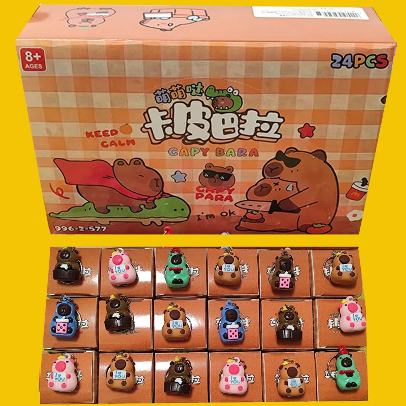 Caja ciega de figura de Capibara, 6 uds.-24 Uds., figuras de Capibara de Anime, llavero de muñeca, colgante, decoración, juguete para niños, regalo de Navidad