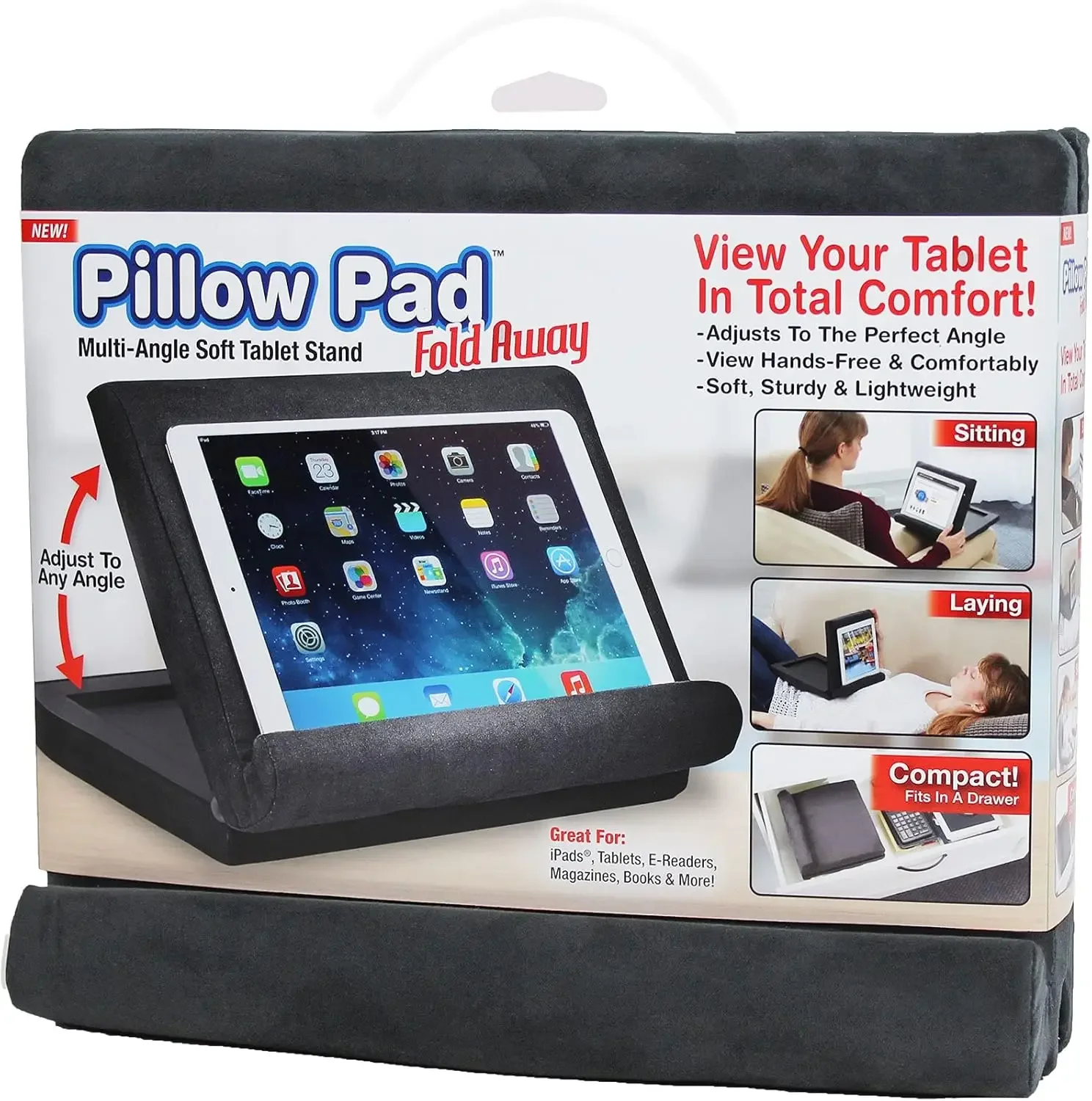 

Fold Away Multi-Angle Soft Tablet Stand for Hands-Free Viewing, Gray