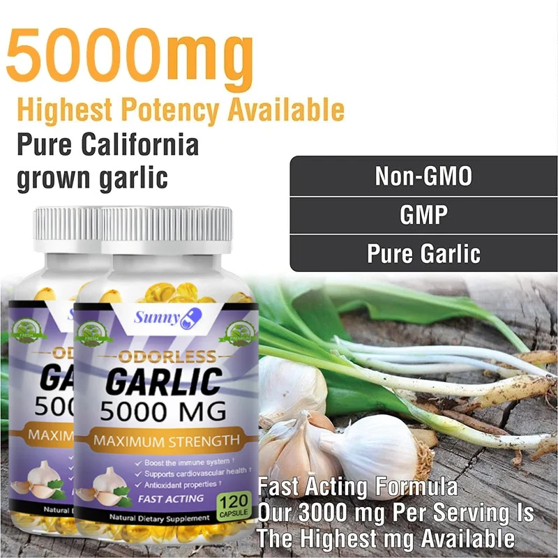 Garlic Extract Supplement - Supports Healthy Triglyceride Levels, Circulatory Health, Antioxidant, Non-GMO