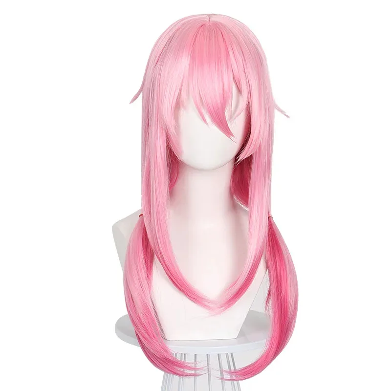 CyAnime Yuzuriha Inori Cosplay perruque 45 cm court rose dégradé résistant à la chaleur cheveux synthétiques fête d'halloween pour femme perruques