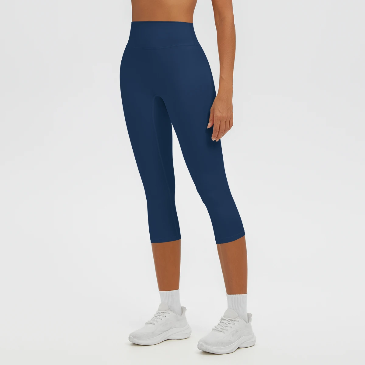 Damen-Yoga-Hosen in mittlerer Länge, einfarbig, mit hoher Dehnbarkeit, Damen-Leggings, Capri-Hosen, für Sommer, Sport, Fitnessstudio, Outdoor-Aktivitäten, Laufen, Damen-Hosen. – Detail 6