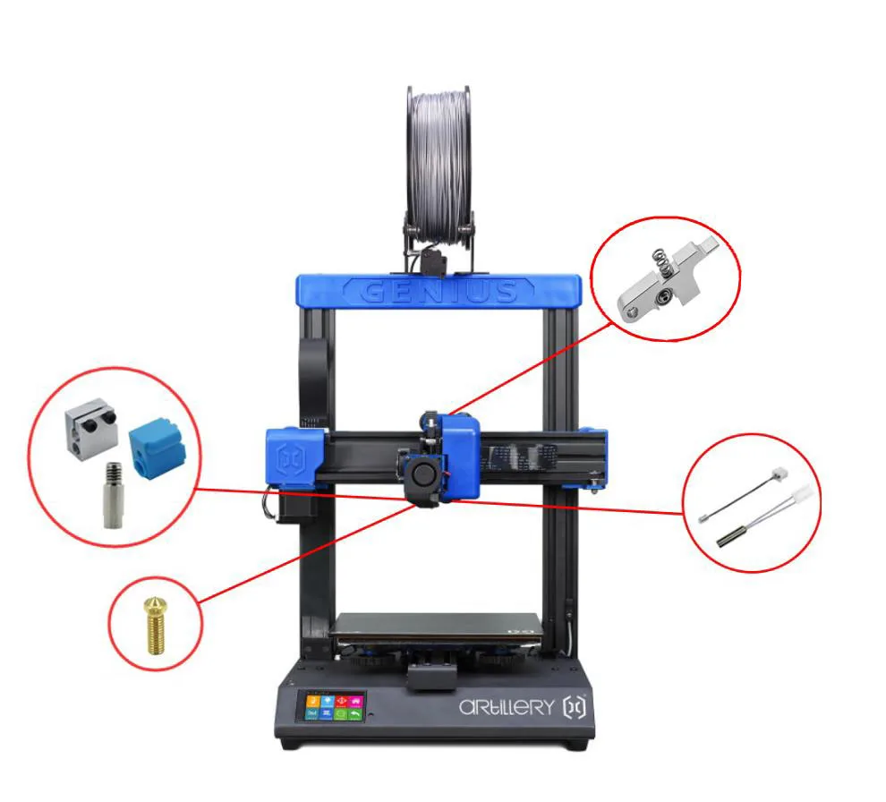 Sidewinder X1 X2 & Genius Pro Original Silicone Nozzle Volcano Hotend Kit Heater Cartridge Thermistor Metal Titan Extruder Arm