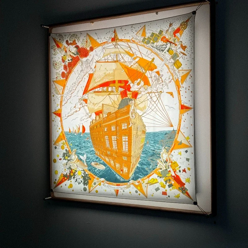 

- Light luxury silk scarf hanging device including hanging frame and backlight device