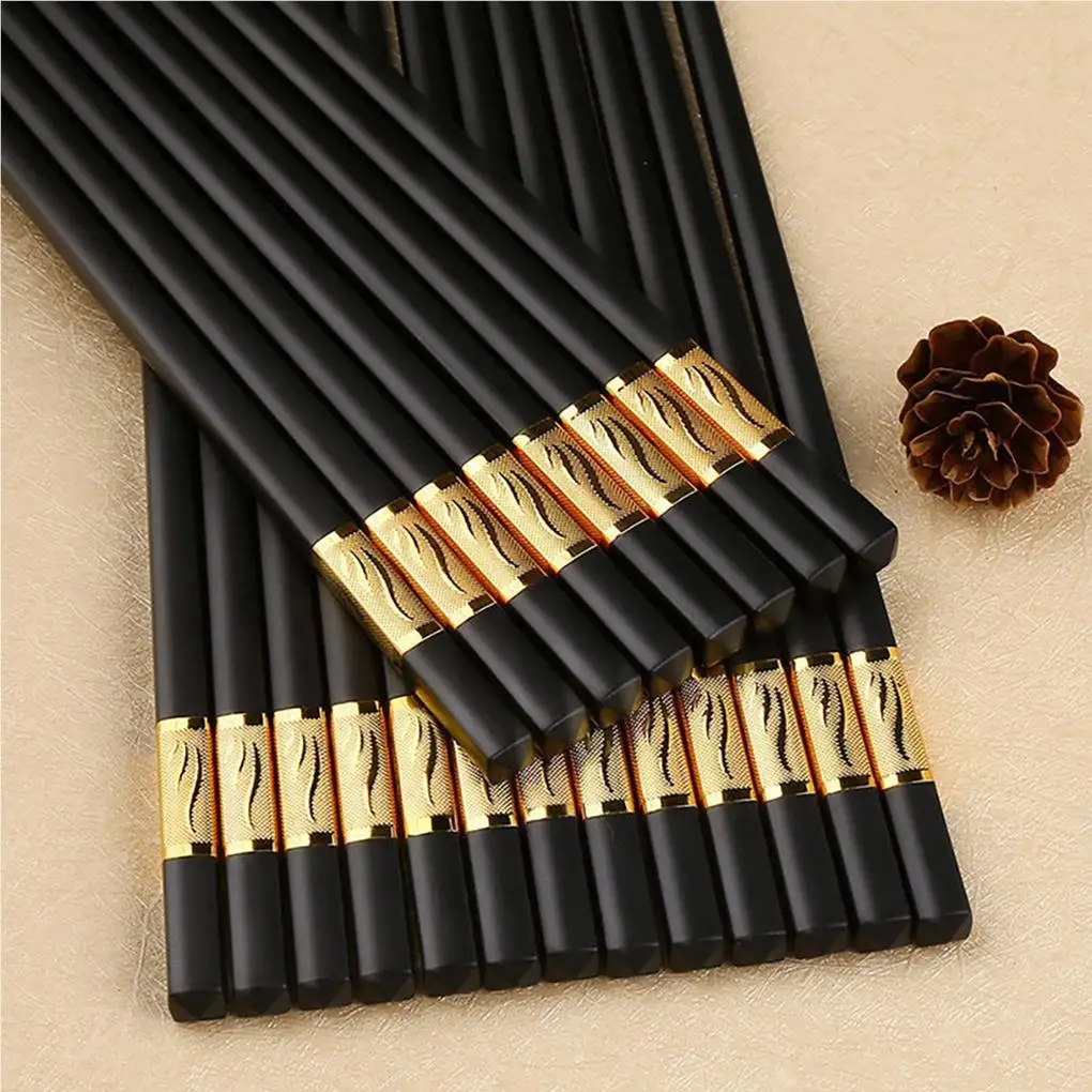 Amber Gold Household Chopsticks Sushi Chopsticks Fiberglass Alloy Chopsticks Reusable Household Tableware