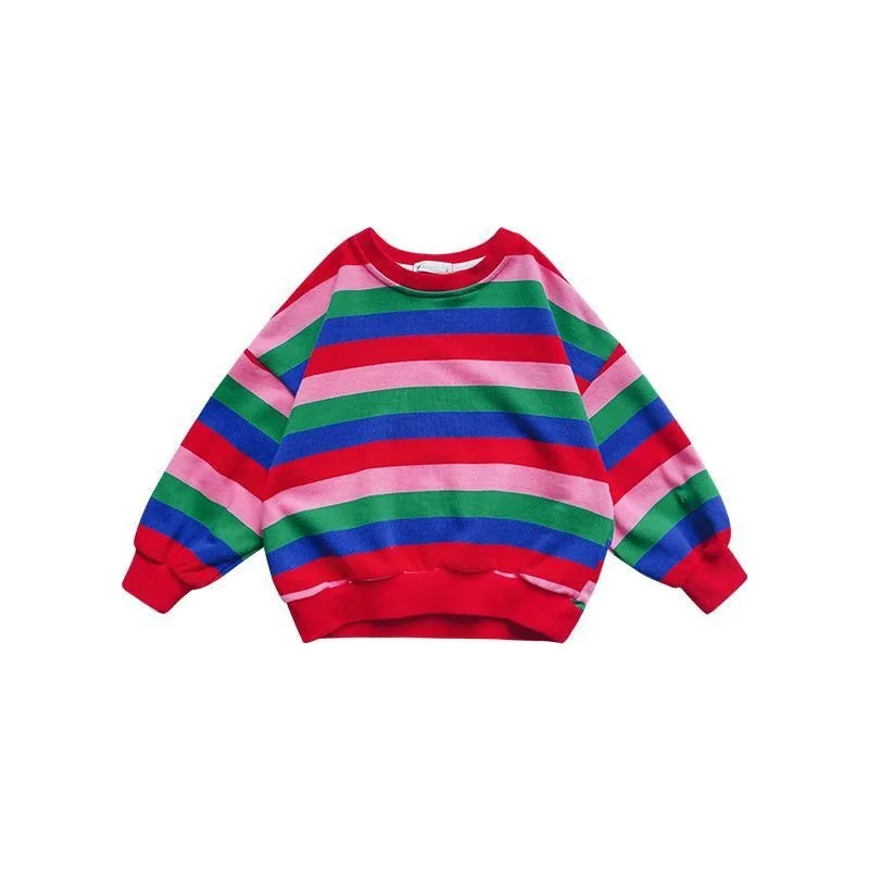 RAISE Herbst Kinder Mädchen Sweatshirts Bunte Gestreifte Kinder Mädchen Pullover Rundhals 2-10 Jahre Kleinkind Mädchen Langarm – Detail 5