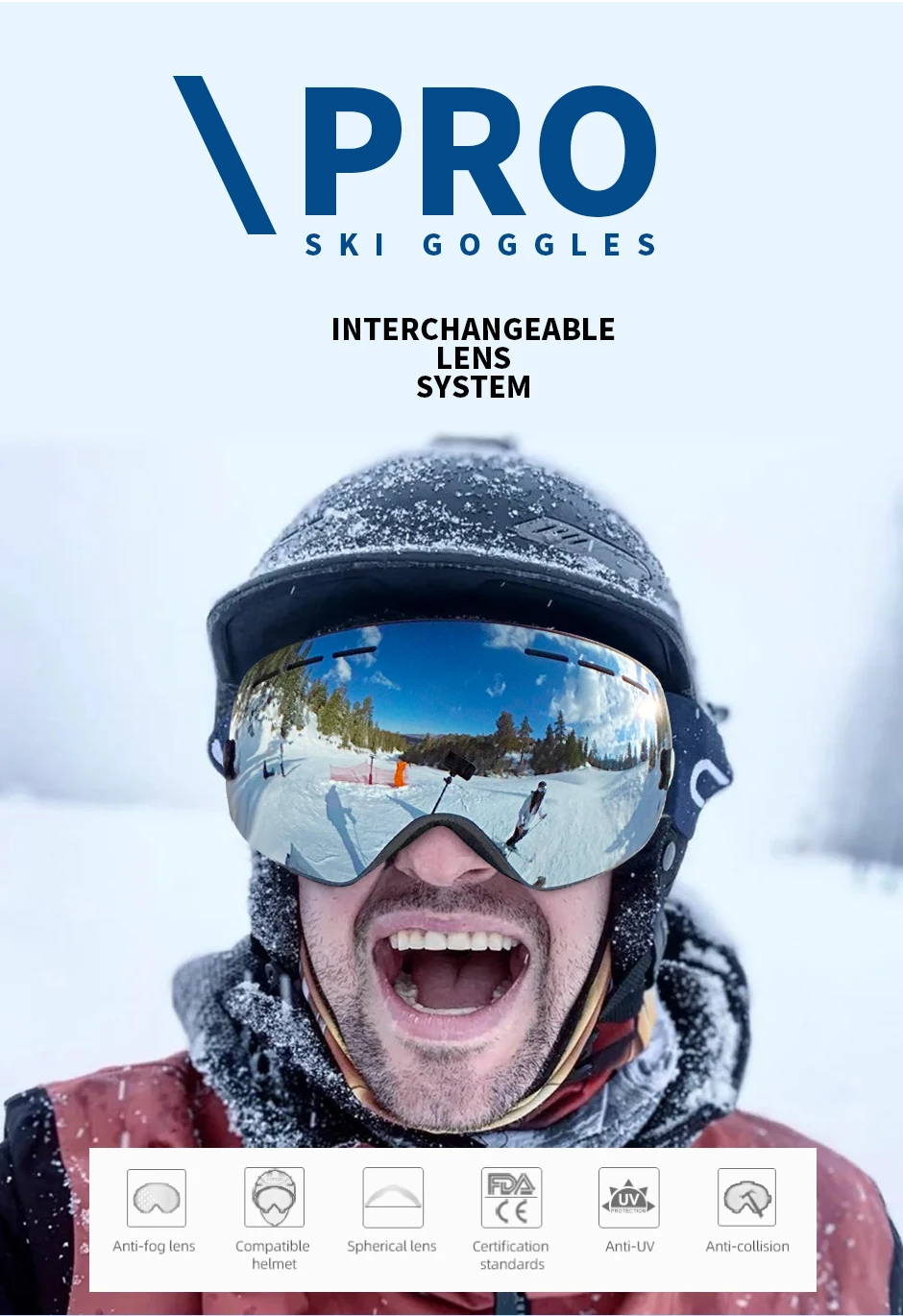 Lunettes De Ski/Snowboard BOLLFO - Anti-Buée, UV400, Lentilles Polarisées Interchangeables - Neuf
