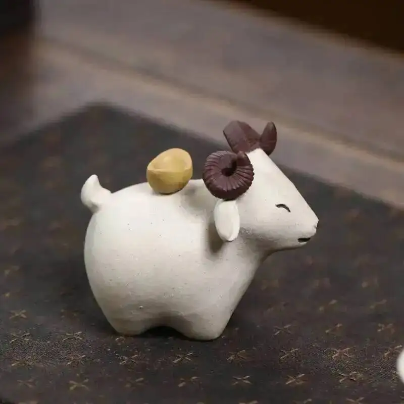 Zisha Tea Pet Sheep Figurine Zodiac Sculpture  Money Ingot Fortune Sheep Tea Play Accessories Decoration Чаепитие view 3