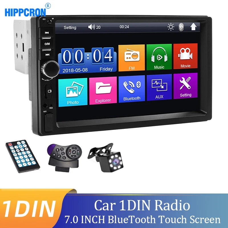 7 Inch 1 Din Car Radio  Autoradio 12V HD SWC FM BT5.0 Aux Input USB Mirror Link Universal MP5 Multimedia Player