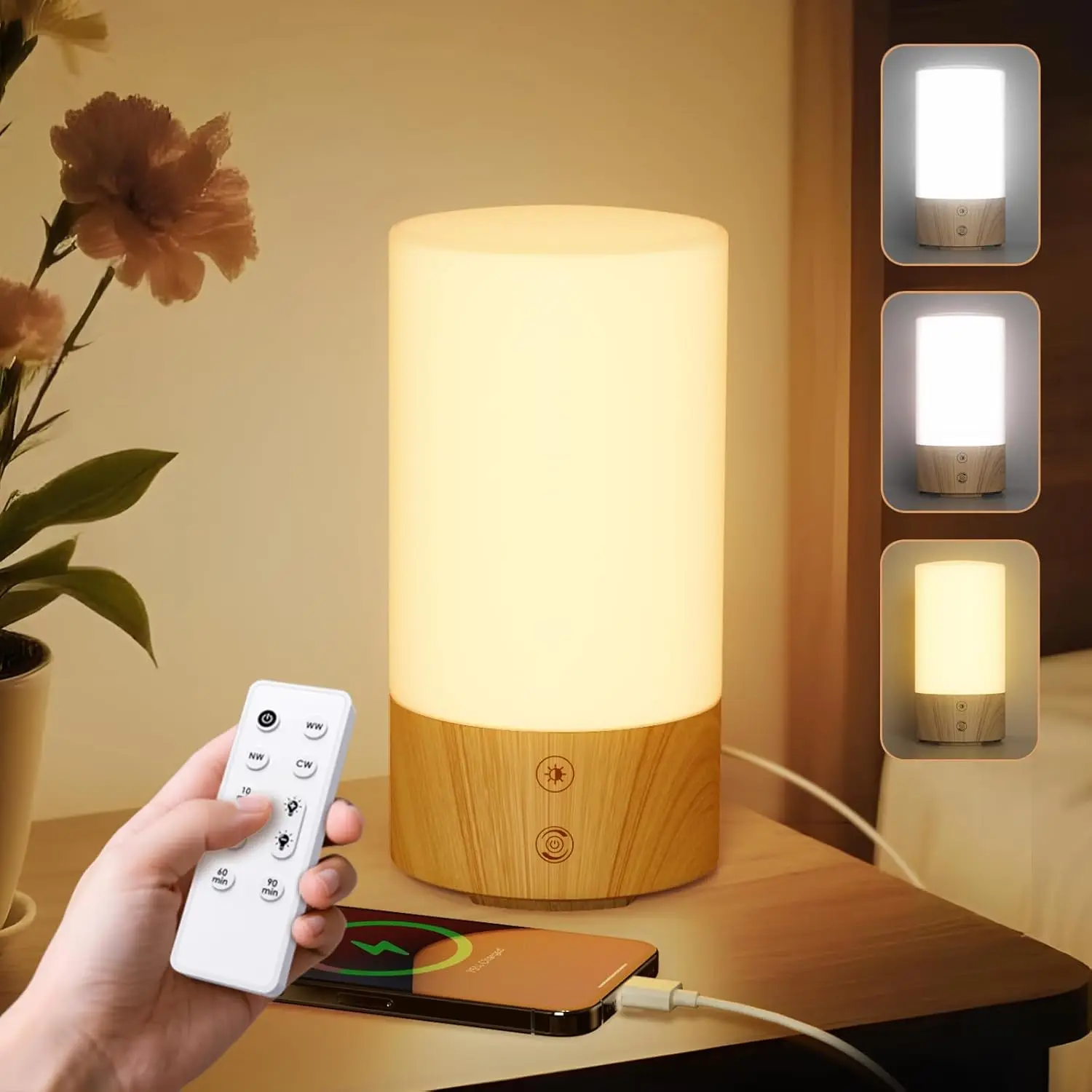 

10000 Lux Light Therapy Lamp, UV-Free with 3 Colors, 4 Brightness & Timer, Remote Control for Home Office