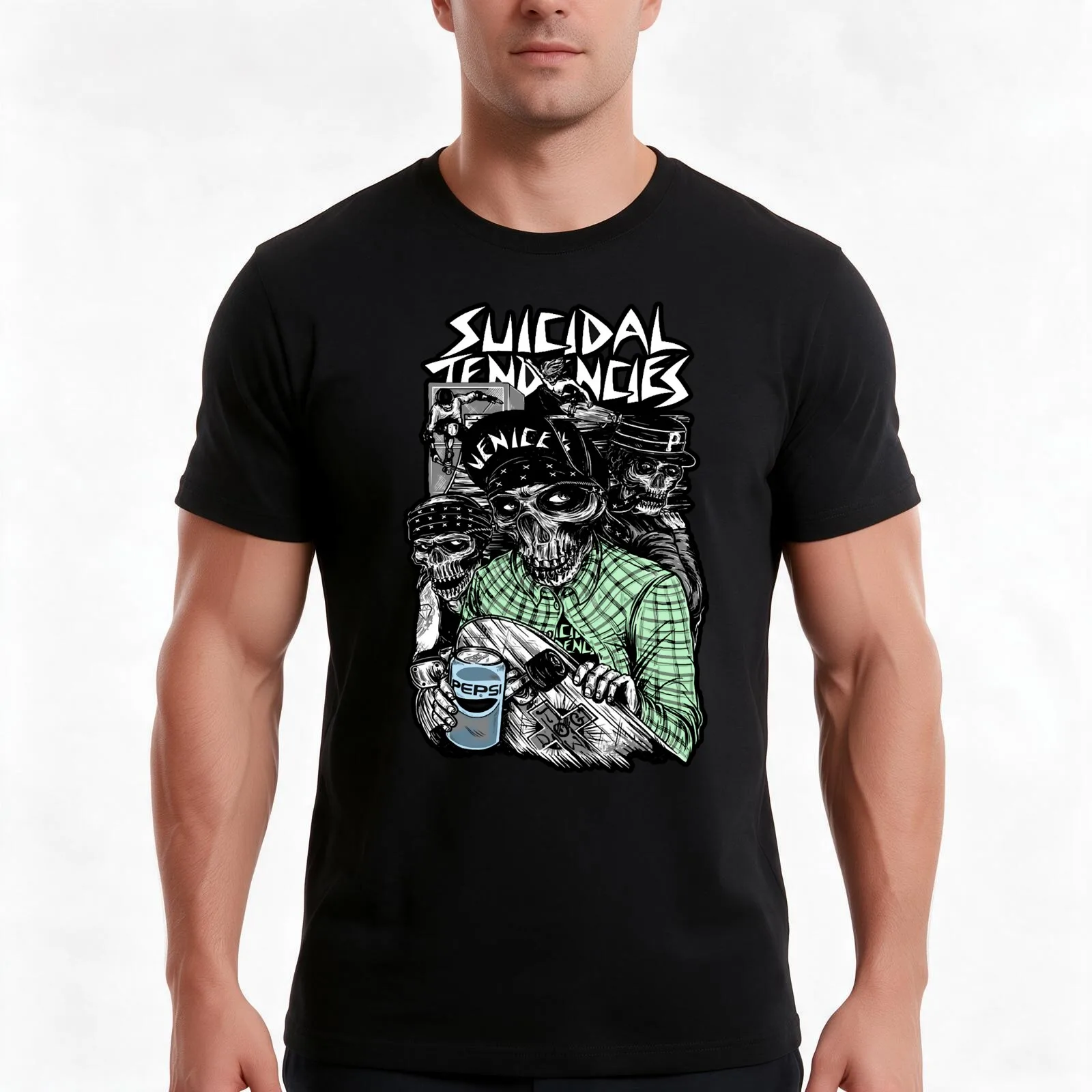 Suicidal Tendencies T-Shirt, Summer Casual Cotton Tee, Oversized Streetwear Tops, Vintage Graphic Print, Loose Fit Short Sleeve