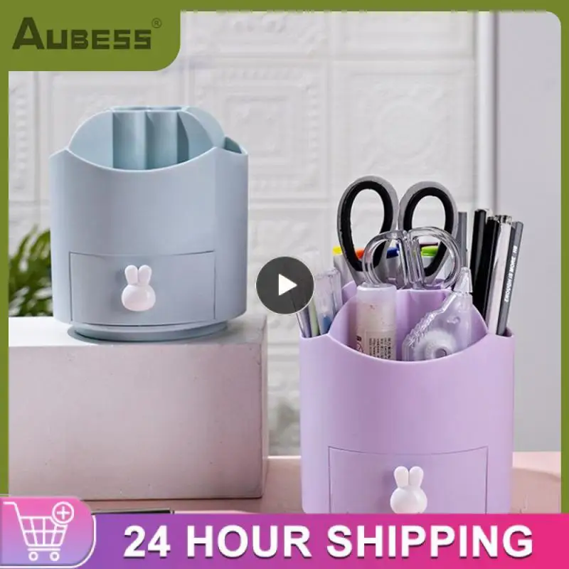 Pencil Organizer Multifunctional With Smooth Edges Rotatable Convenient Office And Educational Supplies Makeup Storage Holder