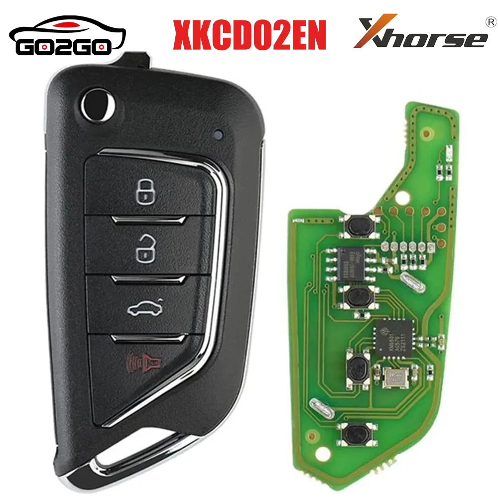 Xhorse XKCD02EN Universal Wire Remote Key Fob Flip 4 Button For Cadillac Style For VVDI Key Tool 5Pcs/Lot