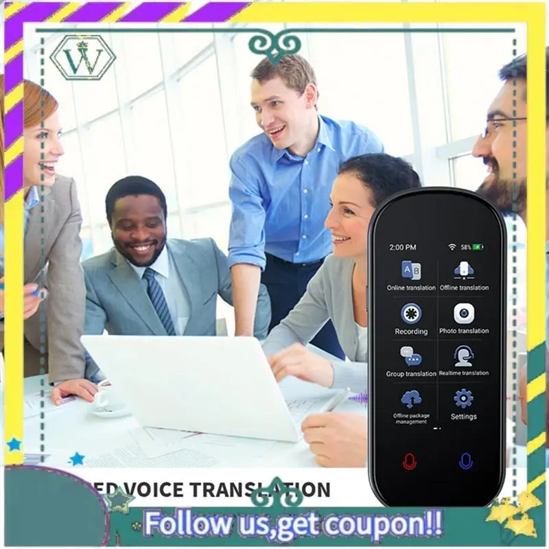 

NEW Language Translator Device Real-Time Voice Translation Support 138 Languages Offline Translation Black For Learning Travel