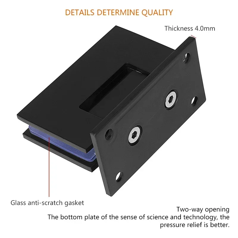 Zawias do drzwi prysznicowych 90-stopniowy ścienny do szkła Łazienka ze stali nierdzewnej Zawias do drzwi szklanych Zacisk Czarny Odpowiedni 8-12 Mm