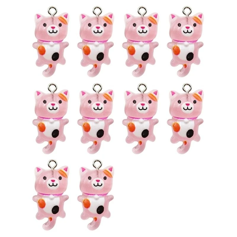 

652F Set of 10 Resin Cats Charm for Crafting Sturdy Miniature Cats Pendants in Resin for Artistic DIY Jewelry Makers