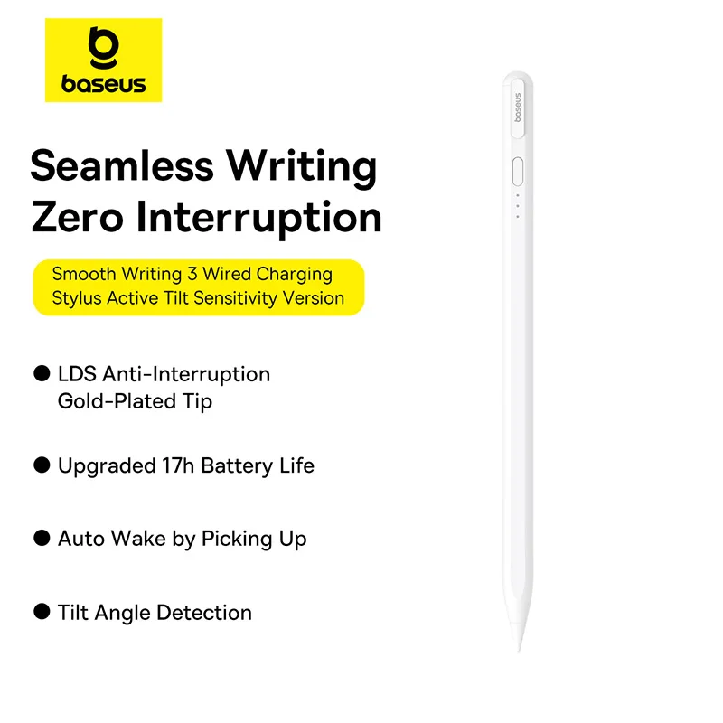 

Baseus Smooth Writing 3 Wireless Charging Stylus Active Wireless Version Moon White For ipad 2024
