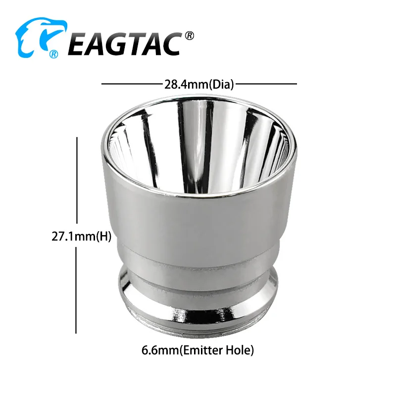 

28.4mm(D) x 27.1mm(H) 6.6mm Emitter Hole Smooth Aluminum Reflector For EAGTAC T200C2 XML2 SST20 SST40 SFT40 Nichia...LED