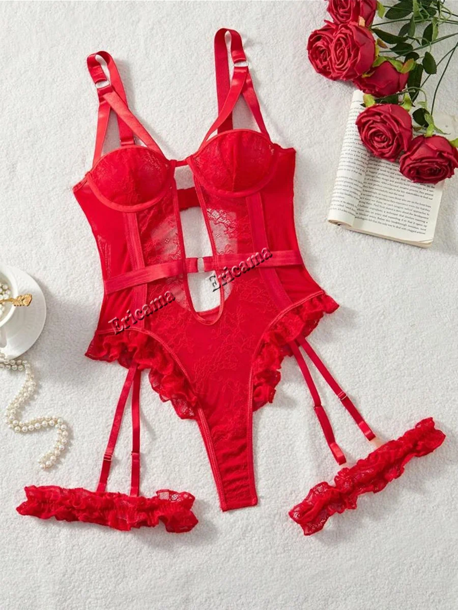 Plus Size Sexy Bra Set  Women's Sexy Lingerie Babydoll Intimates Underwear Bra Panties Set G-string 