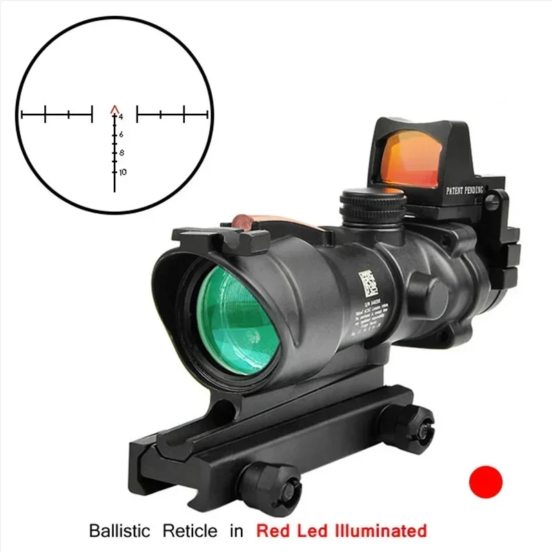 

Trijicon ACOG 4X32 Real Fiber Optics Red Green Dot Illuminated Chevron Glass Etched Reticle Rifle Scope Hunting Sight With RMR