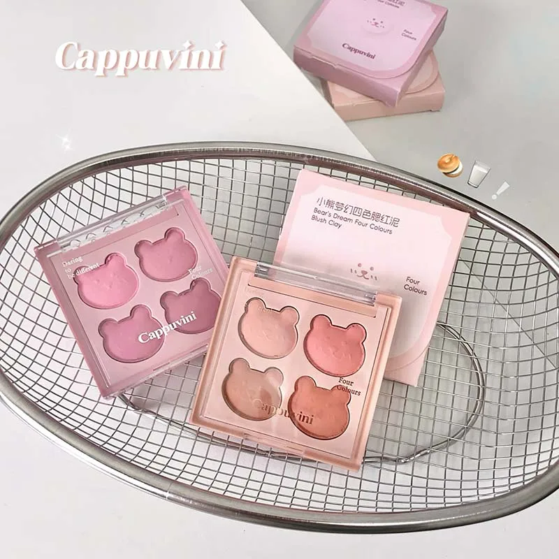 Cappuvini Bear Dream Blush quatre couleurs boue vitalité maquillage naturel Rouge Blush cosmétiques