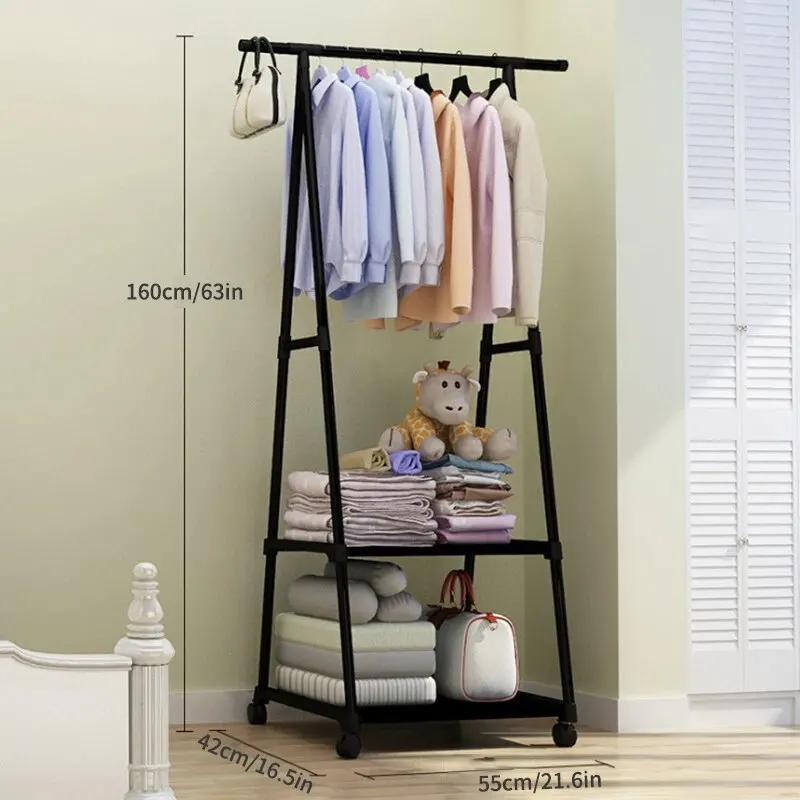 Simple Clothes Hanger, Hat Rack, Floor Mounted Clothes Rack, Triangular Folding Bedroom, Household, Indoor Hanging Bag, Clothes