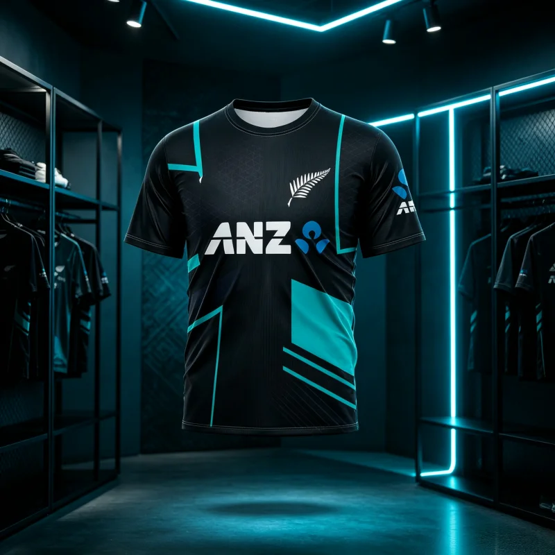 Image of Neuseeland Vollbedrucktes Cricket-Trikot Kurzarm-Rundhals-T-Shirt Bequem und Stilvoll Schnelltrocknend Familien-Set Y2k