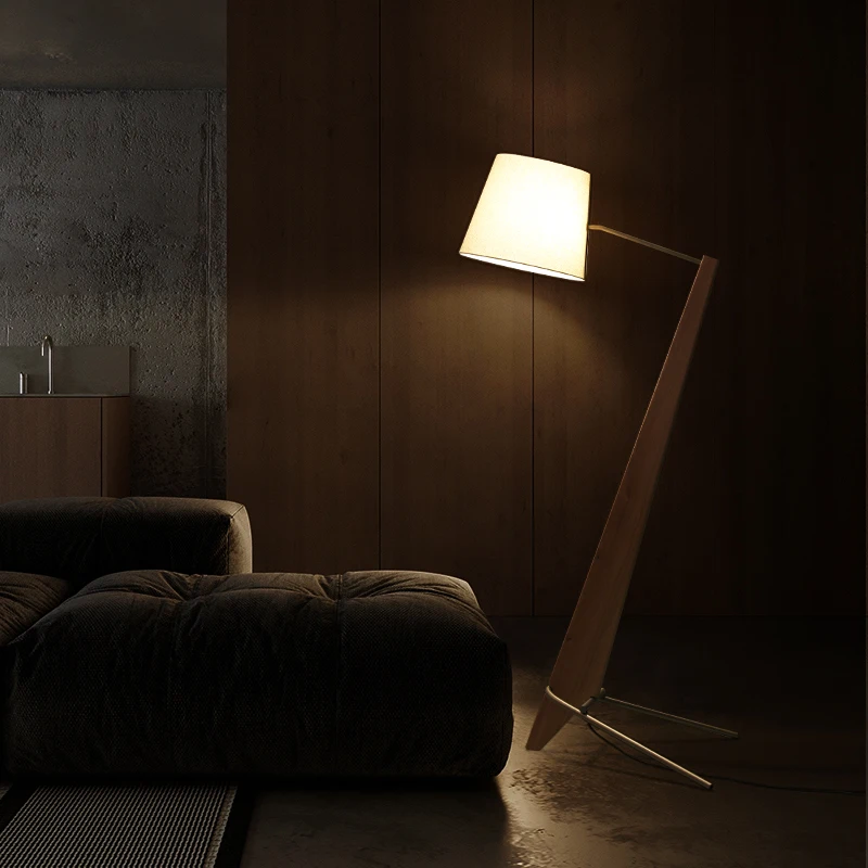 北欧風リビングルームソファ寝室書斎釣り竿フロアランプクリエイティブ彫刻侘び寂び無垢材