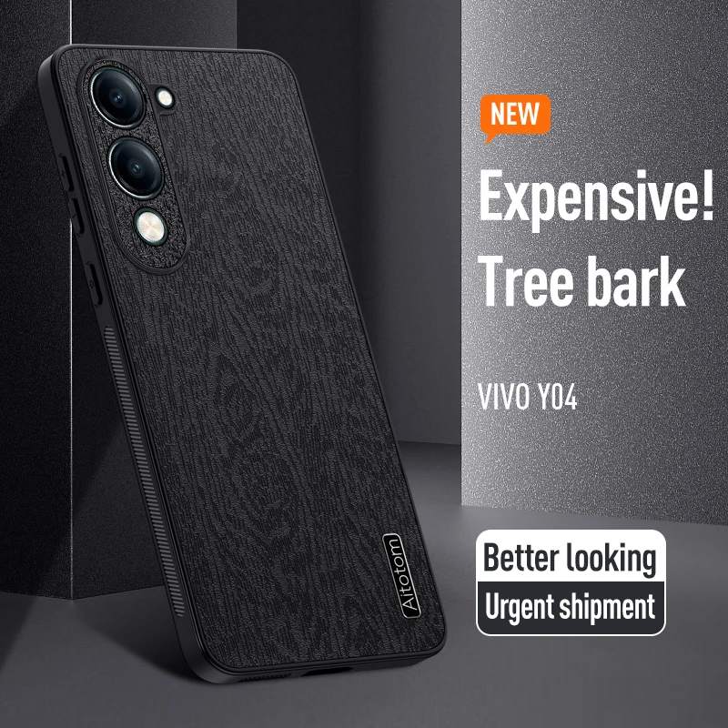 Étui en cuir pour vivo Y04 4G Y29s 5G, motif d'arbre, Protection en Silicone mat, résistant aux chocs, coque de téléphone vivoY04 vivoY29s