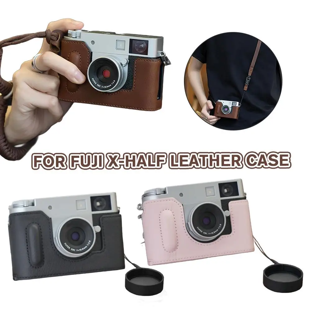 For Fujifilm X-Half Handgrip Protector; X-Half Camera Handmade Shoulder Skin Cover Belt Leather Strap Case Genuine E7Z8
