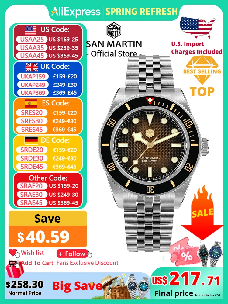 

San Martin 3D Waffle Dial New 40mm Dive Watch NH35 Men's Watches Automatic Mechanical Sapphire Waterproof 200m Luminous SN0128