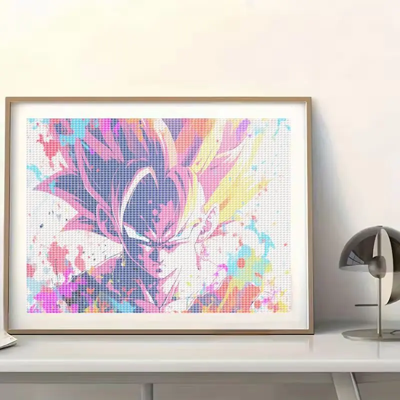 1개 드래곤볼 Z 손오공 초사이어인 5D DIY 다이아몬드 페인팅 키트, 40x50CM 풀 드릴 생동감 넘치는 팝아트 그래피티 스타일 대형 보석 페인팅
