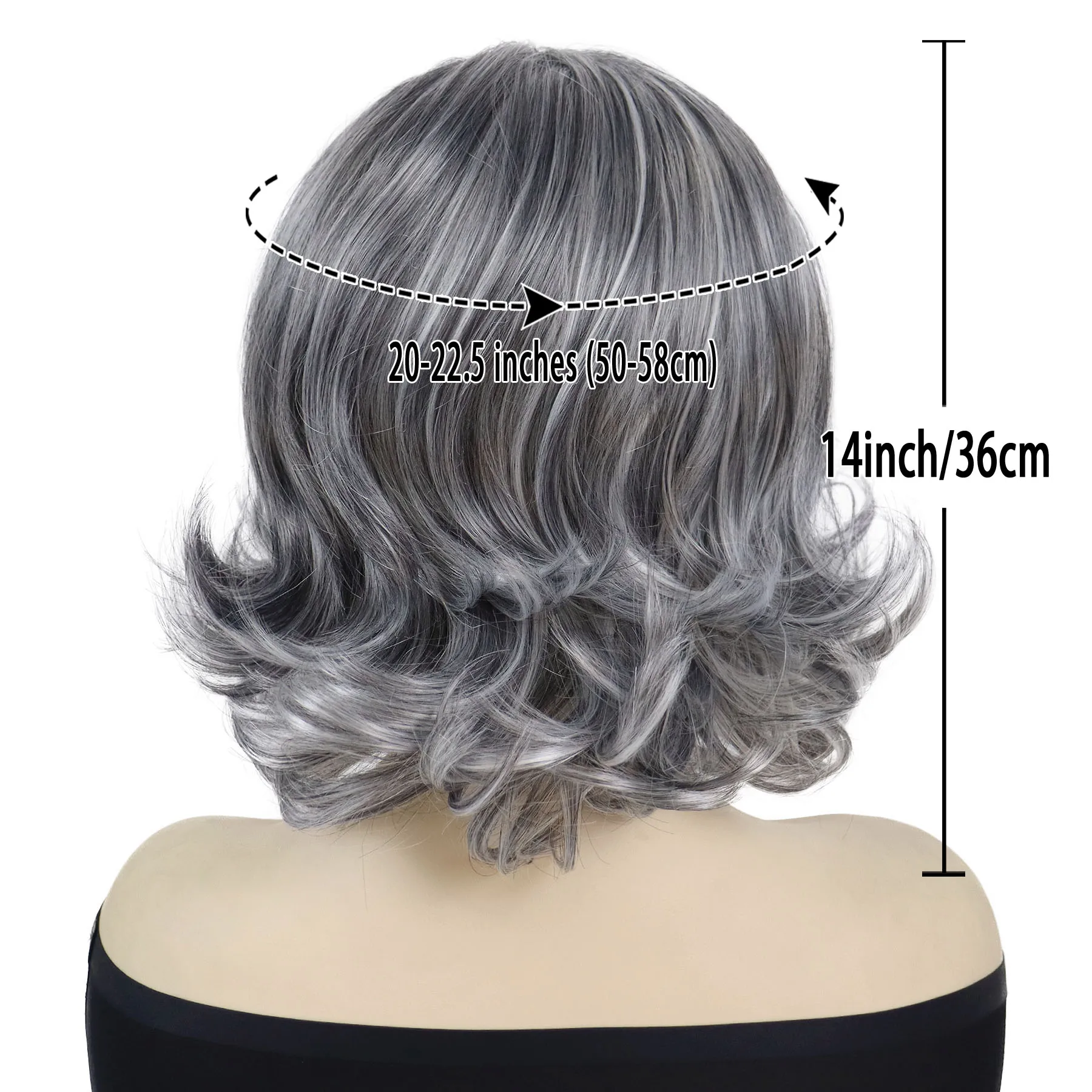 GNIMEGIL Synthetic Short Curly Hair Silver Grey Wig for Women Natural Daily Lady Wig Heat Resistant Stylish Mommy Wig Cosplay