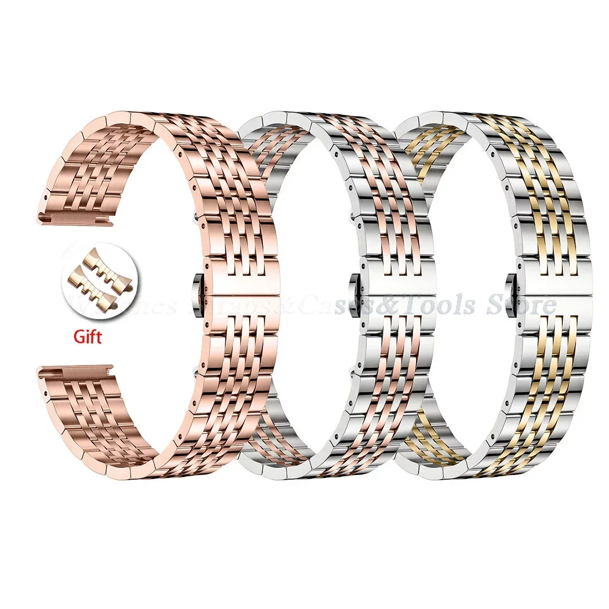 Watch Band Stainless Steel Watch Band 12/13/14/15/16/17mm Butterfly Clasp Strap 18/19/20/21/22/23/24mm Bracelet Replacement Belt