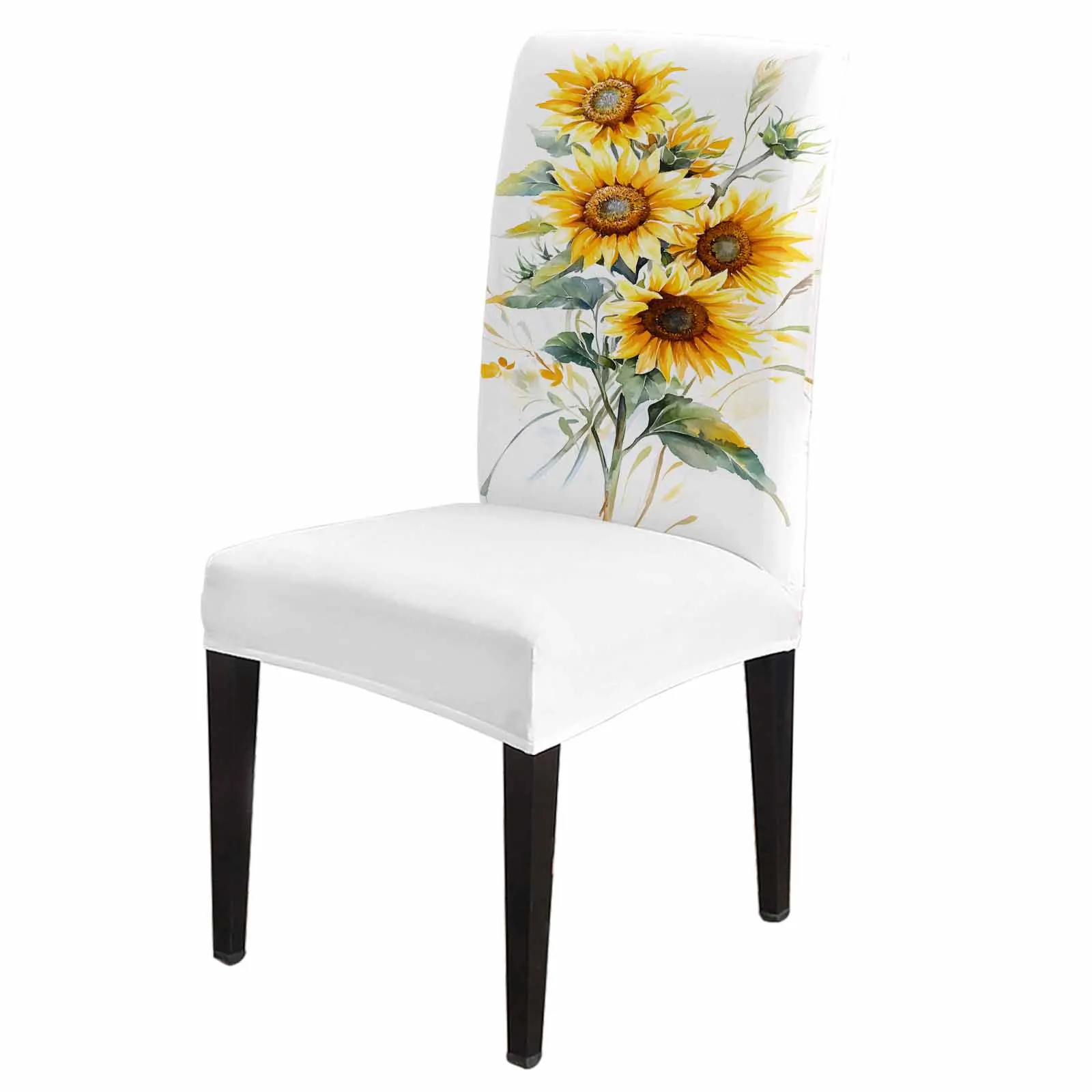 

Modernism Sunflower Chair Cover for Dining Room Spandex Stretch Seat Cover for Wedding Banquet Party Seat Case