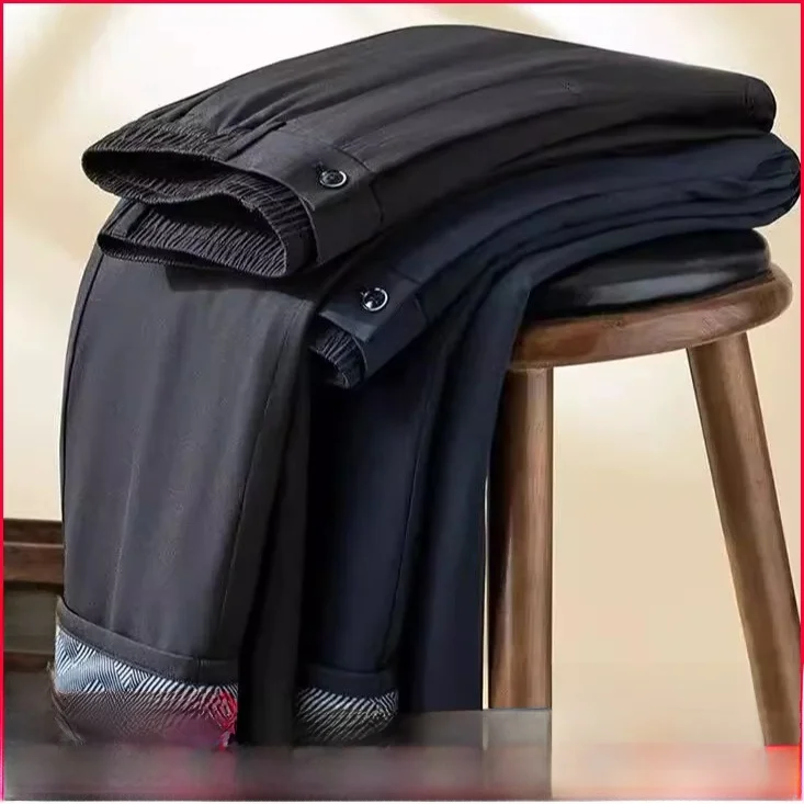 

Men's Goose down Pants Thiened Straight Leg Casual Long Trousers Windproof Waterproof Warmth Busin Casual Pure Color